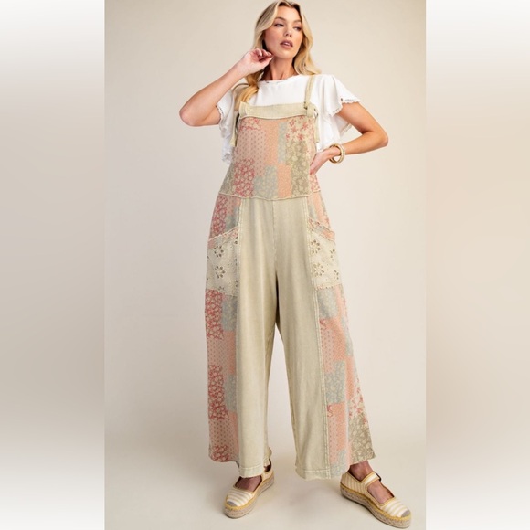 easel Pants - Boho Patchwork Wide-Leg Overalls